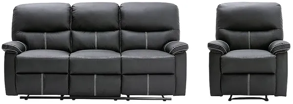 Vente-unique - CANBY Sofa and armchair set Kunstleder Schwarz - B 90 cm x H 95 cm x L 79 cm183 cm