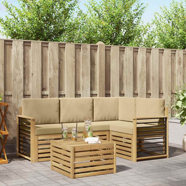 vidaXL Outdoor-Sofagarnitur 5 pcs Weiß und Beige 59 x 59 x 37 cm 3391808