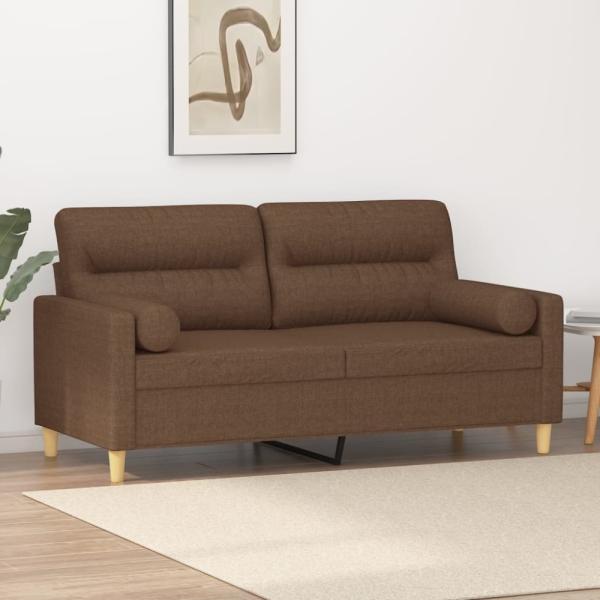 vidaXL 2-Sitzer-Sofa mit Zierkissen Braun 140 cm Stoff 3200824