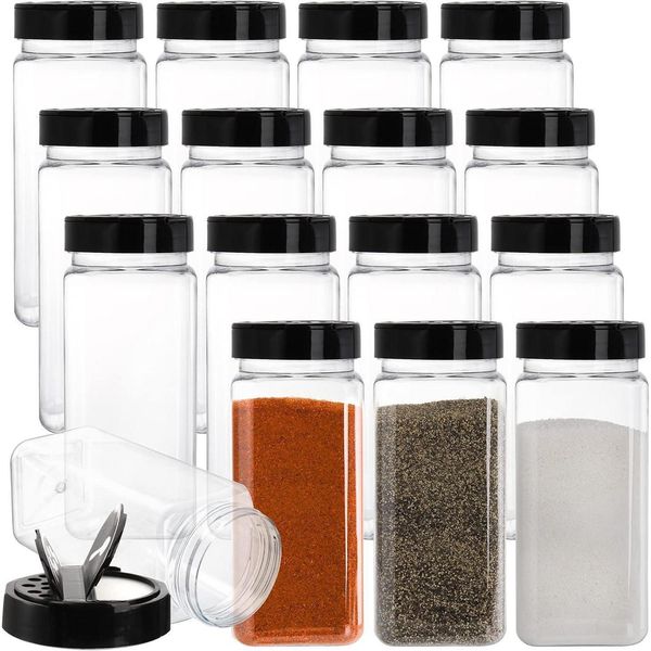 16er Set 600ml Quadratische Gewürzdosen Shaker/Pourer Deckel