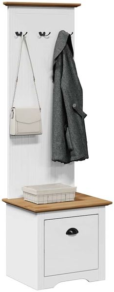 vidaXL Flurschrank mit Haken BODO Weiß und Braun 50x40x157 cm 4016873