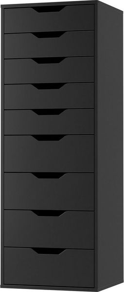 Homfa Kommode Schubladenschrank, Hochkommode, mit 9 Schubladen, schmal, schwarz, 45x40x124 cm