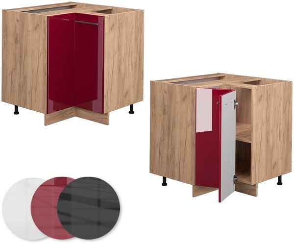 Eckunterschrank Fame-Line Bordeaux Hochglanz 80.5 cm ohne Arbeitsplatte Vicco Bild 5
