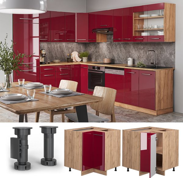 Eckunterschrank Fame-Line Bordeaux Hochglanz 80.5 cm ohne Arbeitsplatte Vicco Bild 2