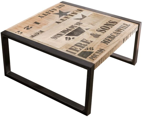 Couchtisch Mango 80x80x40 natur bedruckt FACTORY #110