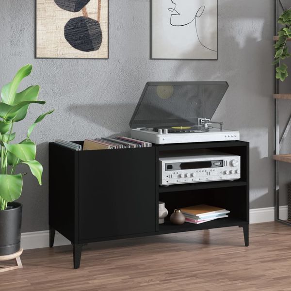 vidaXL Plattenschrank Schwarz 84,5x38x48 cm Holzwerkstoff 831950