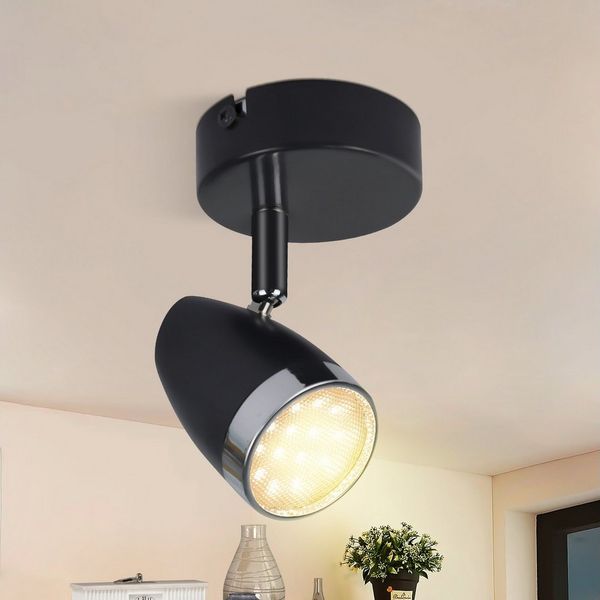 ZMH Deckenstrahler 1/2/3/4 Flammig 4/6/12/16W Deckenlampe schwenkbar 350° Wohnzimmer, Augenschutz, Einfache Installtion, LED fest integriert, Warmweiß, Schwarz 3000K schwenkbar 350° Deckenspot Flur Schlafzimmer