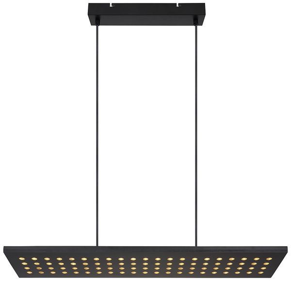LED Hängelampe, Metall, Holz, dimmbar, schwarz, L 80 cm