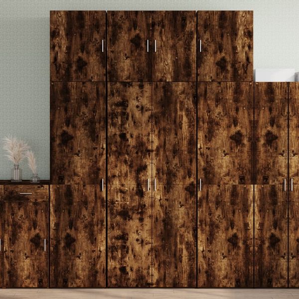 Highboard, BuffetSchrank, Büroschrank Räuchereiche 80x42,5x249 cm Holzwerkstoff