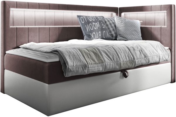 Boxspringbett 'Gladino Junior 3' rosa 90 x 200 cm Rechts