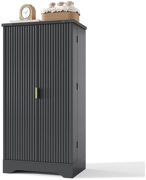 Yorbay Mehrzweckschrank mit LED-Beleuchtung & verstellbaren Regalen (120x60,5x40 cm) Küchenschrank Vorratschrank mit Türablagen