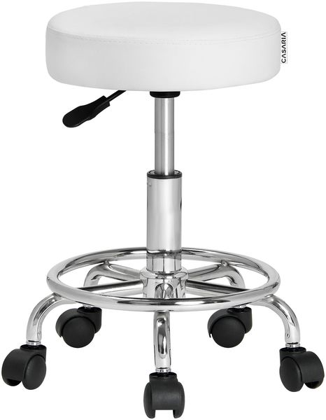 CASARIA® Drehhocker Höhenverstellbar Dicke Polsterung Weiß