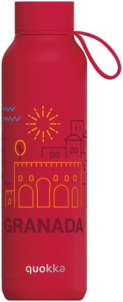 Quokka Cherry Red Edelstahl Trinkflasche isoliert 630 ml Thermoflasche mit Trageschlaufe