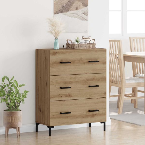 vidaXL Sideboard Artisan-Eiche 69,5 x 34 x 90 cm Verbundholz und Eisen 881505