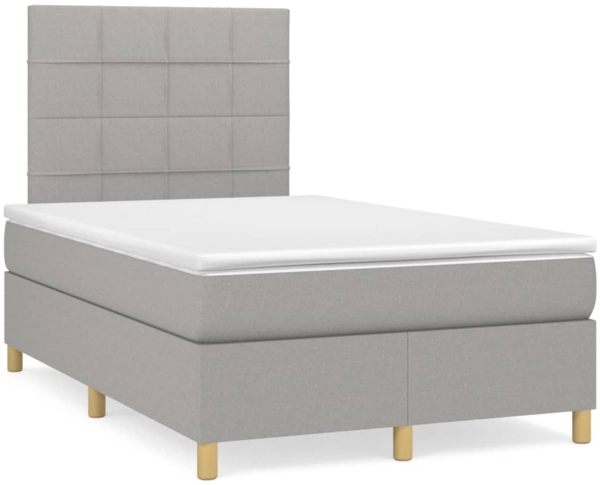 vidaXL Boxspringbett mit Matratze Hellgrau 120x200 cm Stoff, Härtegrad: H2 [3142321]