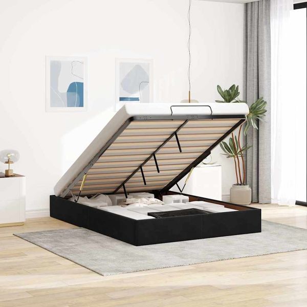 vidaXL Ottoman-Bett ohne Matratze Schwarz 140x200 cm Samt 3310969