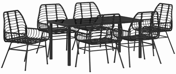 vidaXL Garten Essgruppe 7 pcs Schwarz Poly-Rattan 3380845