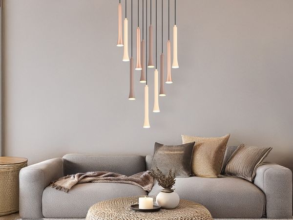Dimmbare LED Cluster Pendelleuchte FIATO 11-flammig mehrfarbig, Ø 40cm