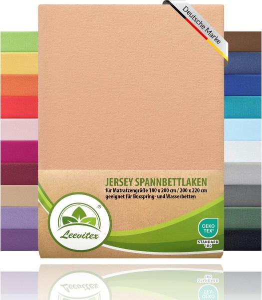 leevitex® Spannbettlaken Spannbettlaken Boxspringbett & Wasserbett Spannbettlaken 150 g/m², Gummizug: rundum, Mako-Baumwolle, ÖkoTex, 180x200 – 200x220 cm + 40 cm Steg
