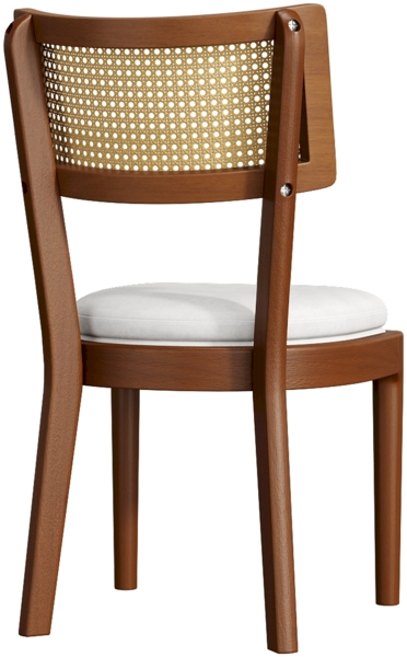 Merax 4 Esszimmerstühle, 4er-Set, Polsterstühle aus Massivholz mit Rattan-Rückenlehnen, bequem und atmungsaktiv, Nussbaum Bild 10