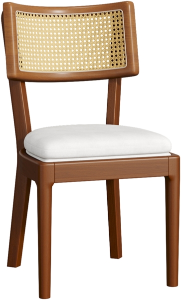 Merax 4 Esszimmerstühle, 4er-Set, Polsterstühle aus Massivholz mit Rattan-Rückenlehnen, bequem und atmungsaktiv, Nussbaum Bild 5