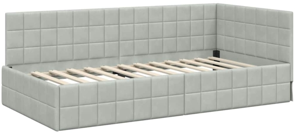 vidaXL Eckbettgestell mit Kopfteil Hellgrau 90 x 190 cm Samt 42016378