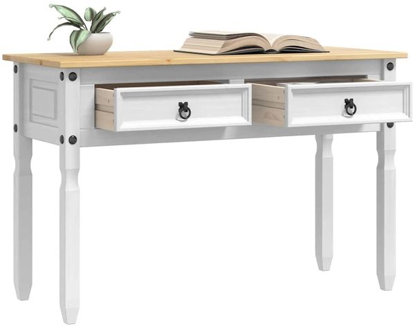 vidaXL Beistelltisch Corona Weiß 115 x 46 x 73 cm Massives Kiefernholz 42021194 Bild 3