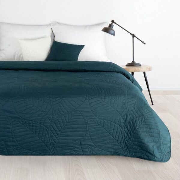 Design91 Tagesdecke BONI/6, Steppung Blätter Muster, Überwurf, Sofadecke, Bettüberwurf