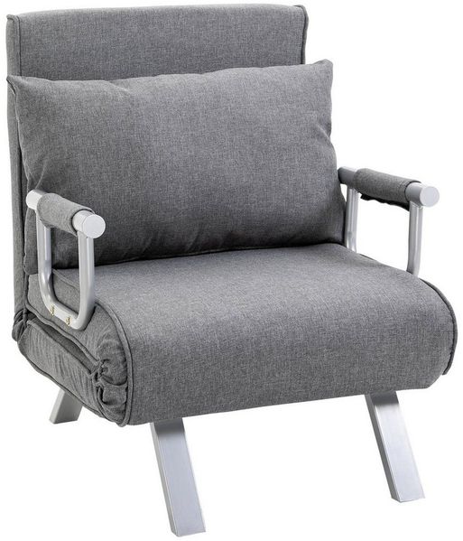HOMCOM Sessel mit Armlehne, 3-in-1 Schlaffunktion, Leinen hellgrau