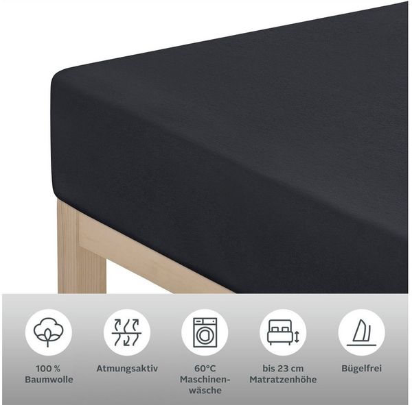 andas Spannbettlaken Greta in Gr. 90x200, 140x200 oder 180x200 cm, Jersey, Gummizug: rundum, (1 Stück), aus Baumwolle, für Matratzen bis 23 cm Höhe, Bettlaken, Spannbetttuch