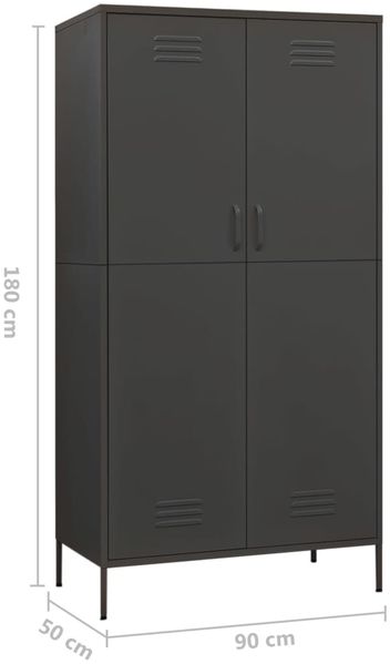 vidaXL Kleiderschrank, Stahl, Anthrazit, 90 x 50 x 180 cm Bild 10
