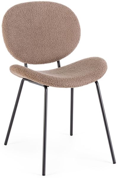 Esszimmerstuhl Eidami aus Boucle-Stoff, modern skandinavisch, Braun, gepolstert, Metallgestell