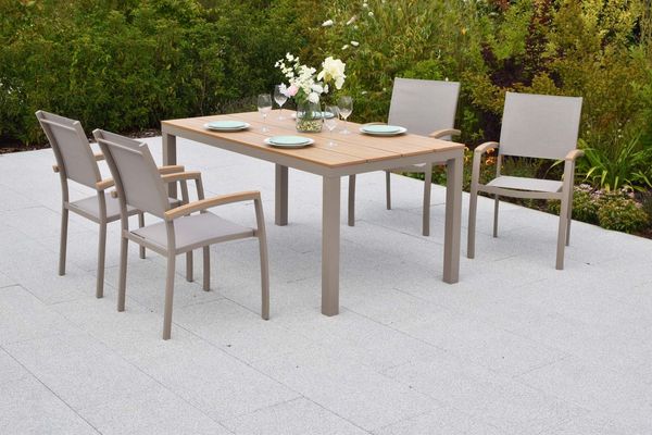 MERXX Garten-Essgruppe Piemont, (Set, 5-tlg), inkl. 4 Stapelsessel, 1 Tisch
