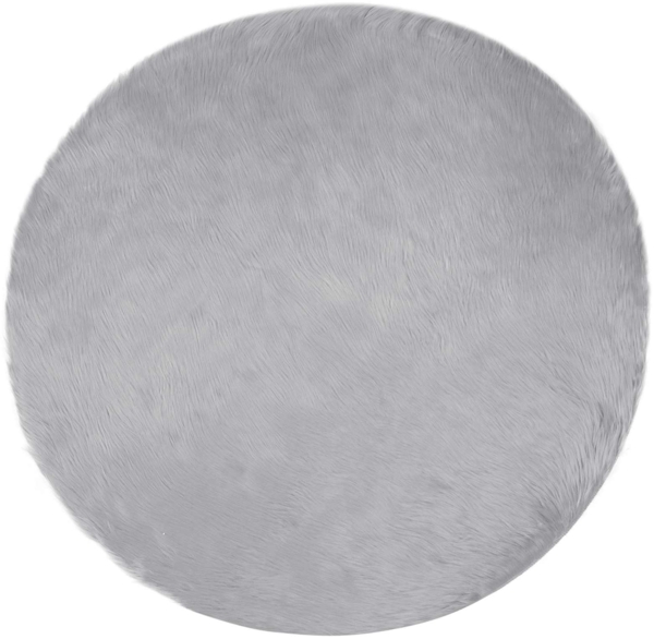 vidaXL Kunstschaffell Teppich Tafalla Grau Ø 120 cm Polyester 42021537