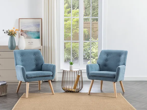 Vente-unique - SERINO Sessel Stoff Blau - B 68 cm x H 79 cm x L 65 cm