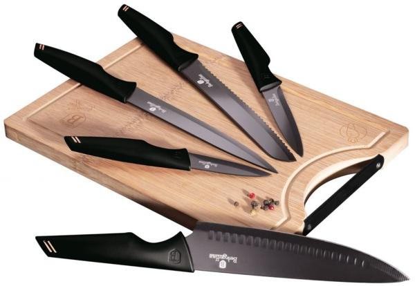 Berlinger Haus Berlinger Haus Messerset mit Brett 6 Elementen Black Rose BH2708