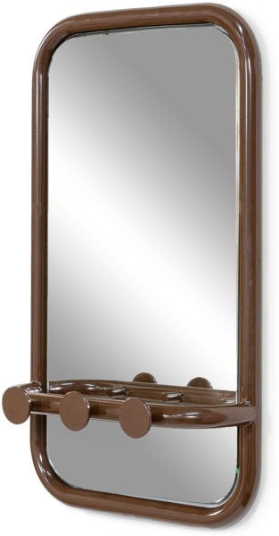 Spinder Retro Spiegel Stahl Chocolate Brown mit Haken 70er-Stil