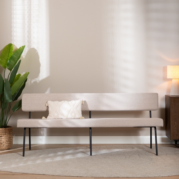 Bronx71 Esszimmerbank recycelter Stoff Espen beige 190 cm