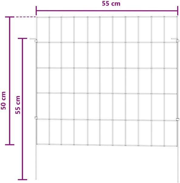 vidaXL Gartenzaun mit Pfählen 48 pcs 55 x 50 cm Mesh Verzinkter Stahl 3438047 Bild 8