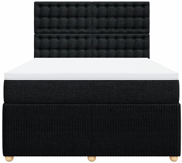 vidaXL Boxspringbett mit Matratze Schwarz 140x200 cm Stoff 3292095 Bild 4