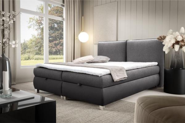 Boxspringbett Schlafzimmerbett VALENTIN 160x200cm Stoff Neve-Vega Anthrazit