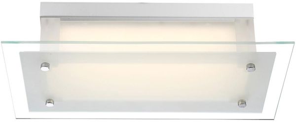 LED Deckenlampe, Chrom, Glas satiniert, L 36 cm