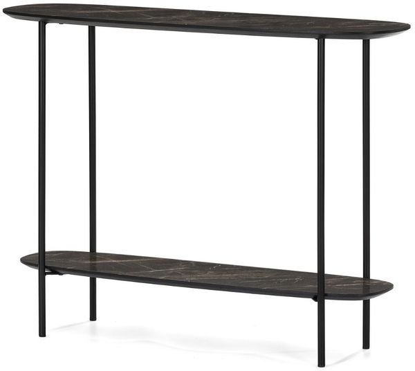 Moderne Design Konsole MARMOL 100cm schwarz Marmor-Dekor Metallgestell