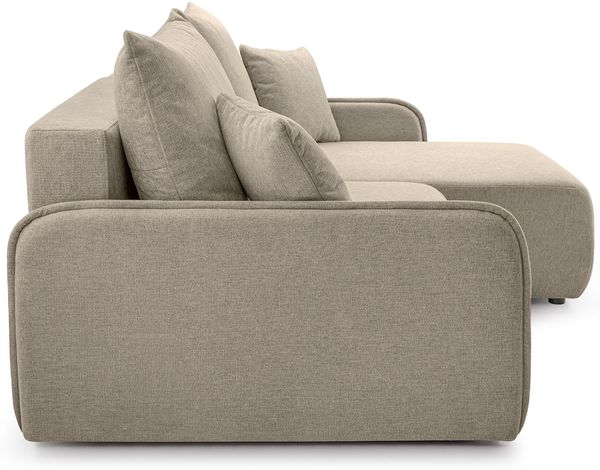 Selsey 'Netarro' Ecksofa mit Schlaffunktion, Bettkasten und Chenille-Bezug, dunkelbeige, rechts Bild 7
