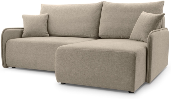 Selsey 'Netarro' Ecksofa mit Schlaffunktion, Bettkasten und Chenille-Bezug, dunkelbeige, rechts