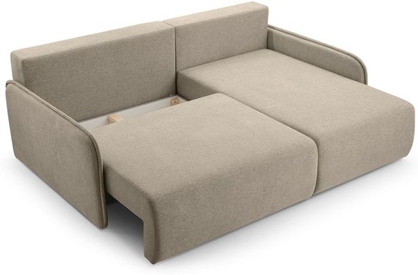 Selsey 'Netarro' Ecksofa mit Schlaffunktion, Bettkasten und Chenille-Bezug, dunkelbeige, rechts Bild 6