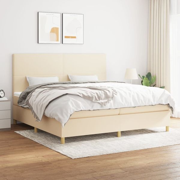 vidaXL Boxspringbett mit Matratze Creme 200x200 cm Stoff, Härtegrad: H2 [3142206]