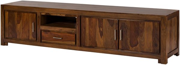 TV-Board Sheesham 235x50x56 braun lackiert METRO LIFE #139