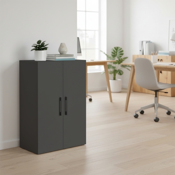 Bellamio 'Apol' Mehrzweckschrank, anthrazitschwarz, 88x33x60 cm, kleiner Aktenschrank mit 3 Fächern Bild 2