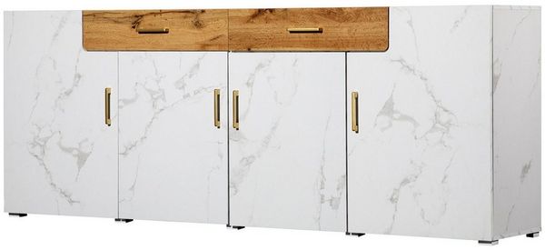 Merax Sideboard, Holz,Highboard,Anrichte,Kommode Marmoroptik,B: 208cm
